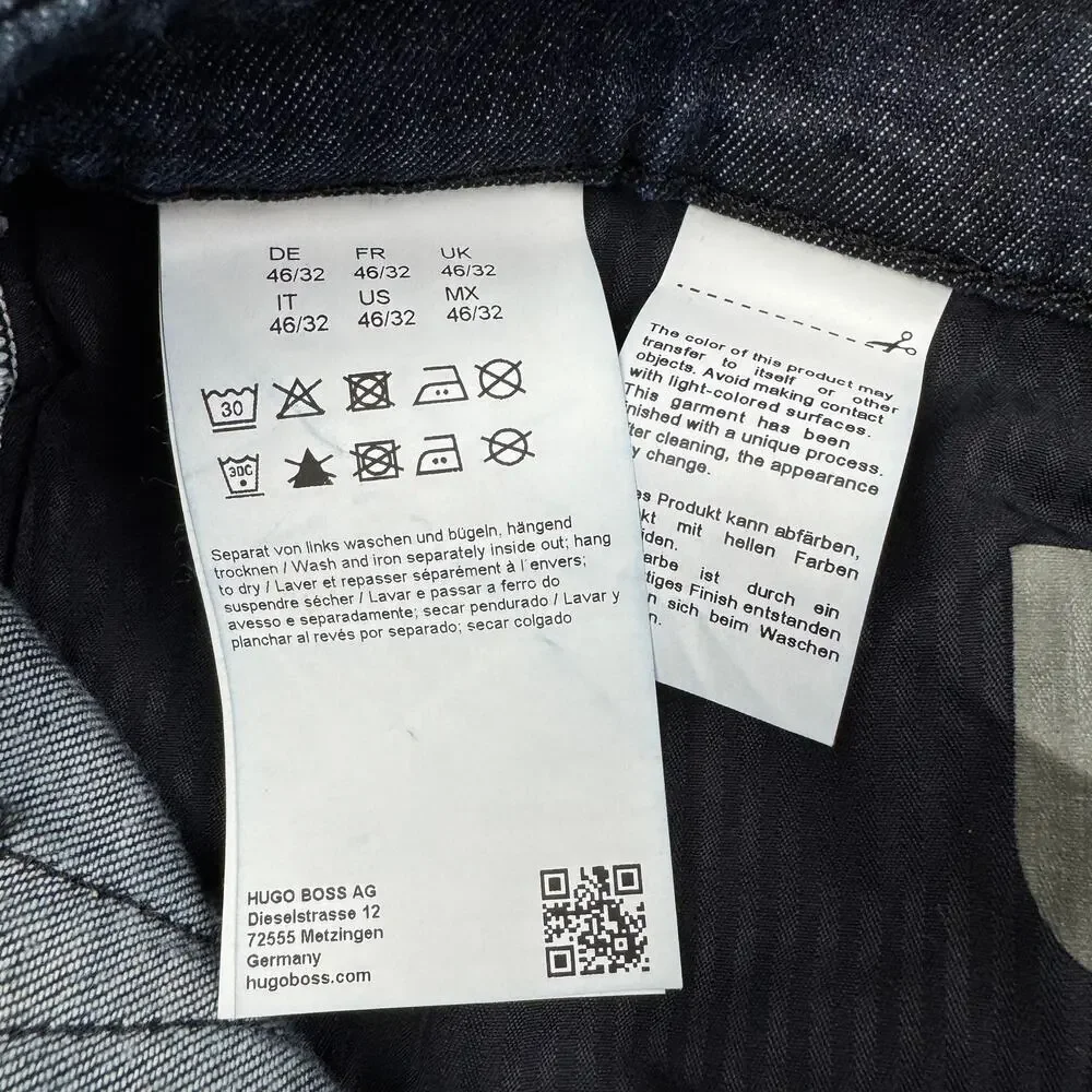 Boss Lightweight Candiani Straight-Leg Dark Wash Denim Jeans Men's Size 46/32